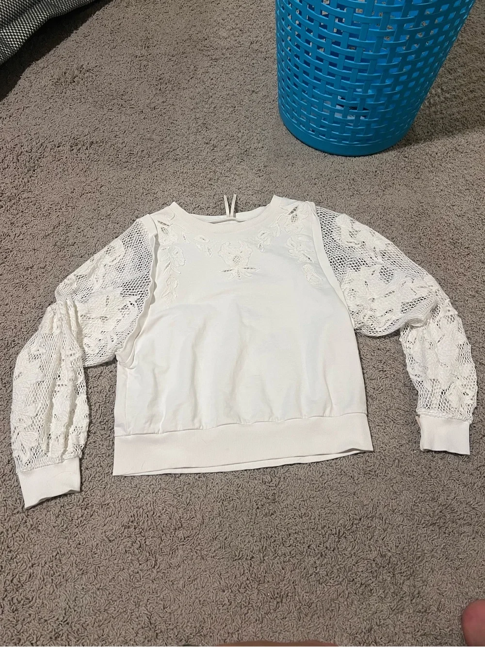 By Anthropologie Embroidered Cutwork Sweatshirt